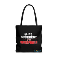 Being Different Is My Superpower AOP Tote Bag