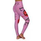 Love Everyone Sexy Tongue Lips High Waisted Yoga  - Pink