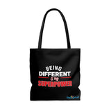 Being Different Is My Superpower AOP Tote Bag