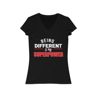 Being Different Is My Superpower Jersey Short Sleeve V-Neck Tee