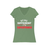 Being Different Is My Superpower Jersey Short Sleeve V-Neck Tee