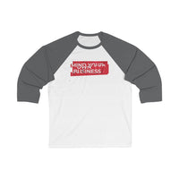 Mind Your Own Business (White in Red Print) Unisex 3/4 Sleeve Baseball Tee