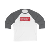 Mind Your Own Business (White in Red Print) Unisex 3/4 Sleeve Baseball Tee