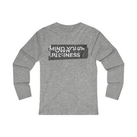 Mind Your Own Business (White in Gray Print) Women's Fitted Long Sleeve Tee