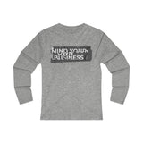 Mind Your Own Business (White in Gray Print) Women's Fitted Long Sleeve Tee