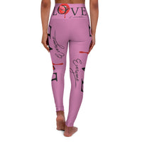 Love Everyone Sexy Tongue Lips High Waisted Yoga  - Pink