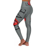 Love Everyone Sexy Tongue Lips High Waisted Yoga Leggings - Grey