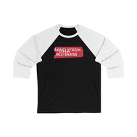 Mind Your Own Business (White in Red Print) Unisex 3/4 Sleeve Baseball Tee