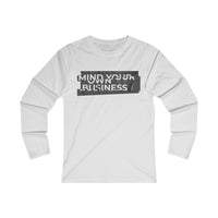 Mind Your Own Business (White in Gray Print) Women's Fitted Long Sleeve Tee