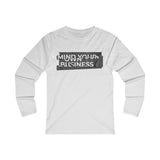 Mind Your Own Business (White in Gray Print) Women's Fitted Long Sleeve Tee