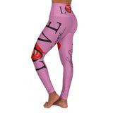 Love Everyone Sexy Tongue Lips High Waisted Yoga  - Pink