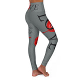 Love Everyone Sexy Tongue Lips High Waisted Yoga Leggings - Grey